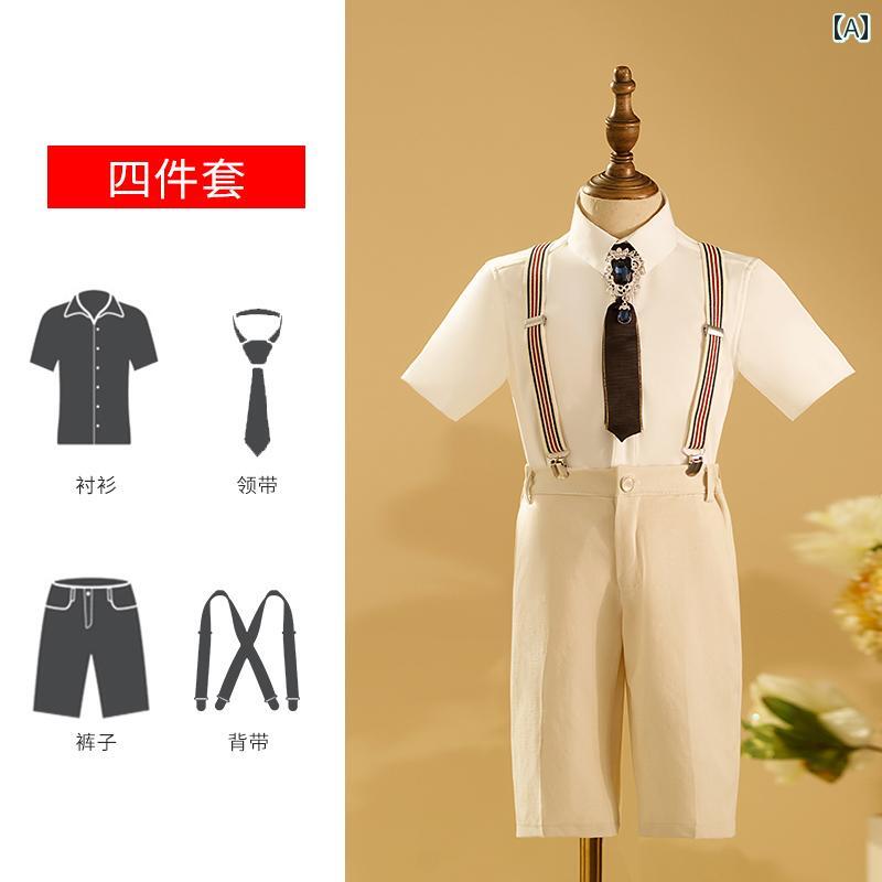 ドレス スーツ 男の子 子供 キャットウォーク ブリティッシュ セット 夏 半袖 ファッション ホワイト