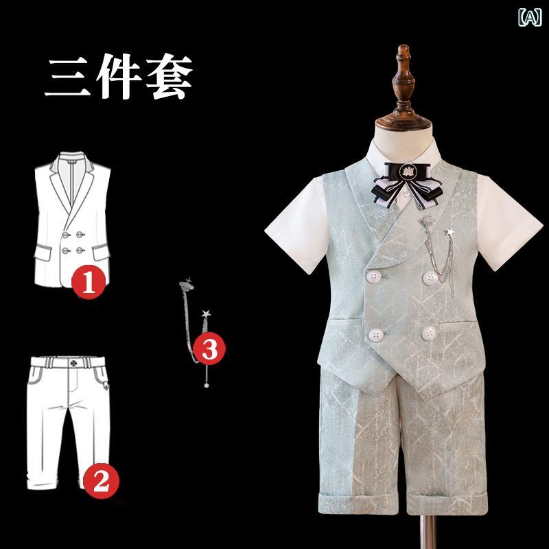 ドレス スーツ 男の子 夏 メンズ 子供 女の子 小さめ ダブルブレスト ブリティッシュ セット パターン柄