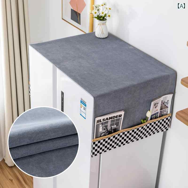 防水 ダストカバー 冷蔵庫 小型 家庭用 タオル 収納袋 布 シンプル レンジ 洗濯機 グレー オレンジ ブ..