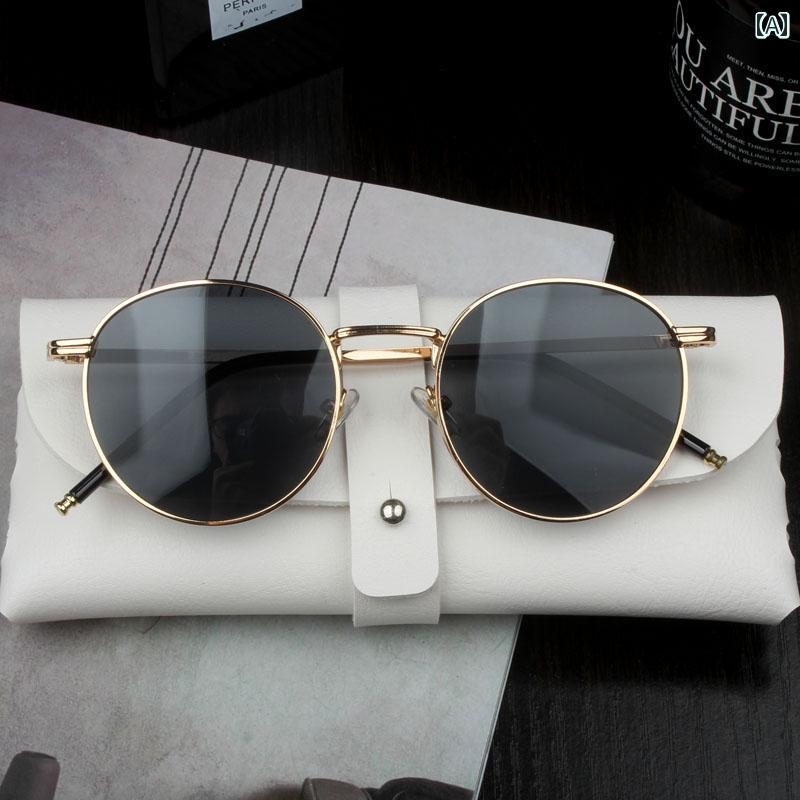 サングラス 赤 メガネ 女性 絶妙 メタル レトロ ラウンド 人格 スーパー ブラック 男性 ユニセックス ミラー