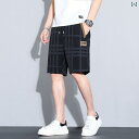 スポーツ ショートパンツ 冷感 カジュアル メンズ 夏 薄手 ファッション 五分丈 ゆったり ストレート 格子柄 シルバー ゴールド