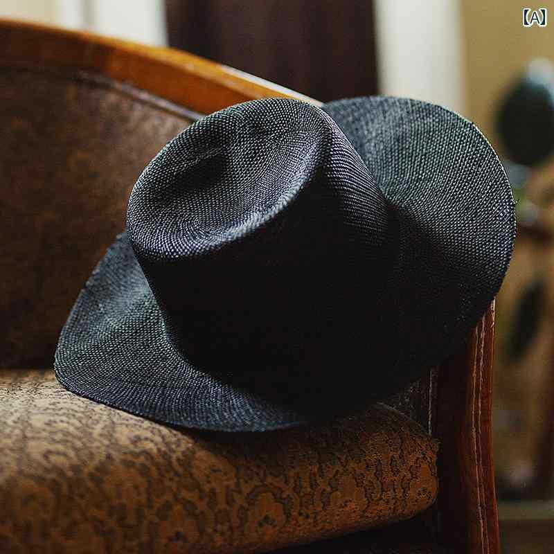 ラフィアハット 南山 植物 染料 フレンチレトロ 麦わら帽子 フラットトップ サンシェードと日焼け防止 ..