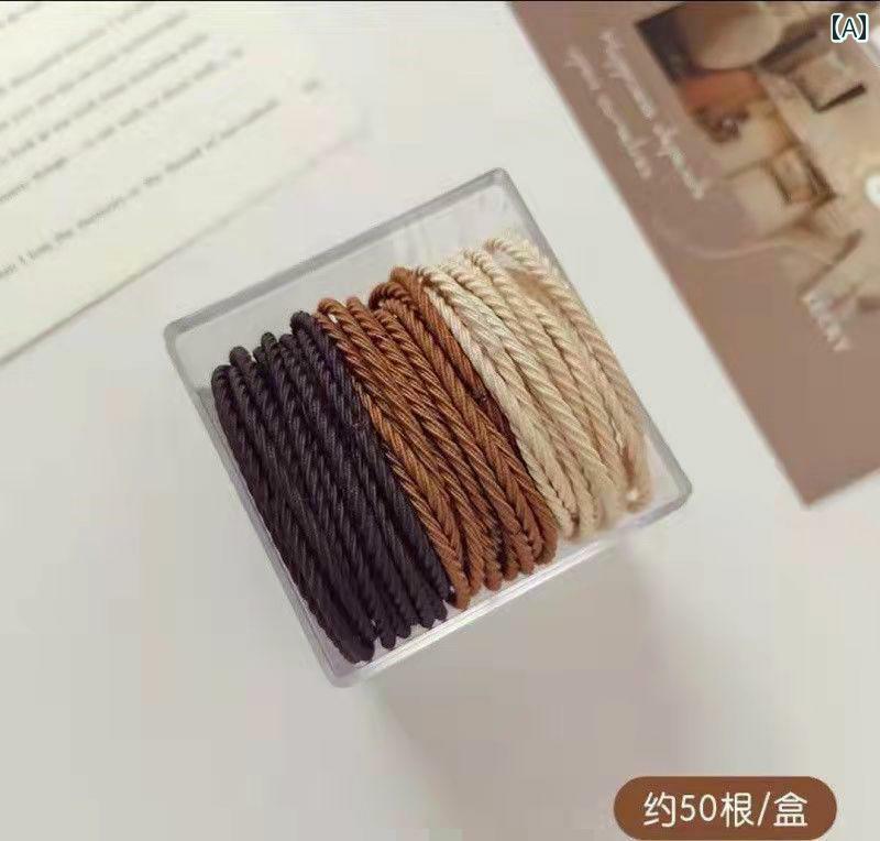 ヘアアクセサリー ミルクティーカラー 高弾性 ラバーバンド 女性 ネクタイ ロープ 耐久性 傷つけない髪..