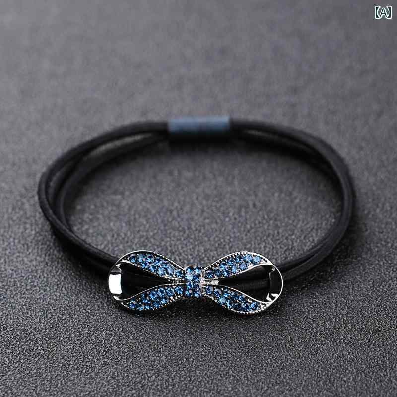 ヘアバンド ちょう結び ヘッドロープ 女性 シンプル エレガント ラインストーン ゴム リング 厚いネク..