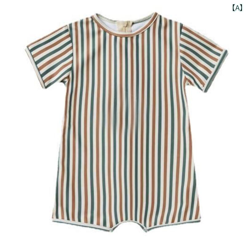 メンズ 日焼け防止 水着 ラッシュガード デンマーク 男の子 スプリット サーフ スーツ 長袖 ストライプ かわいい 赤ちゃん