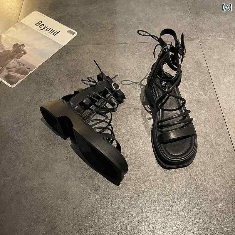 プラットフォームシューズ レディース ストラップ 厚底 サンダル 黒 ベージュ