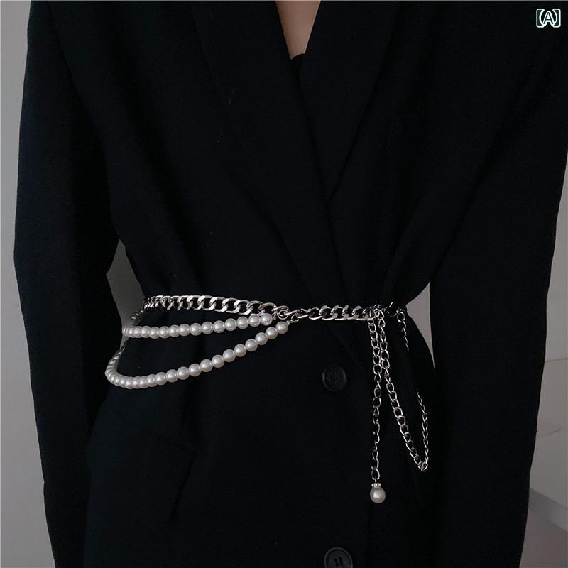 パール ウエスト チェーン 女性 シンプル レディース ベルト おしゃれ かわいい カジュアル ファッション
