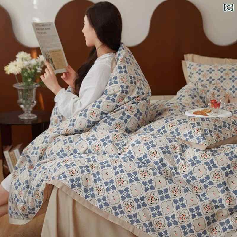 ソフト シーツ おしゃれ レトロ コットン 綿 通気性 花柄 緑 ベージュ ピンク