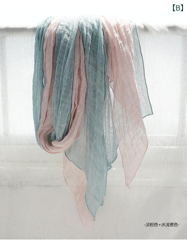 女性 スカーフ 春夏 リネン 小さいサイズ 菱形エッジ 2色 日焼け防止 拡張 綺麗 おしゃれ 可愛い ベベル 和風