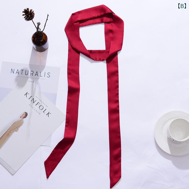 女性 スカーフ 黒 装飾 シルク 細め ロング サテンドレス ベルト 長い リボン 万能 ストリーマー 布 ストリップ 小さな 可愛い 綺麗 おしゃれ プリント 長方形