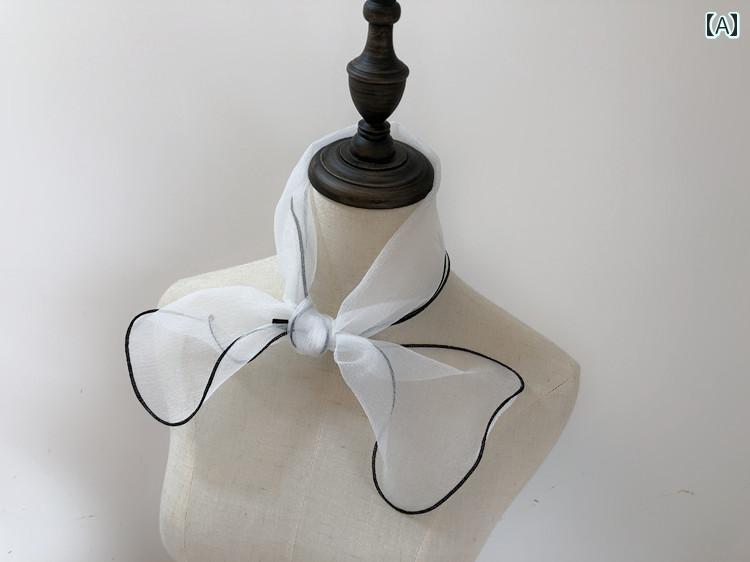 女性 スカーフ 韓国 半透明 ふわふわ ガーゼ 無地 シルク ヘッド バンド ロング 春秋 小さな 可愛い 綺麗 おしゃれ