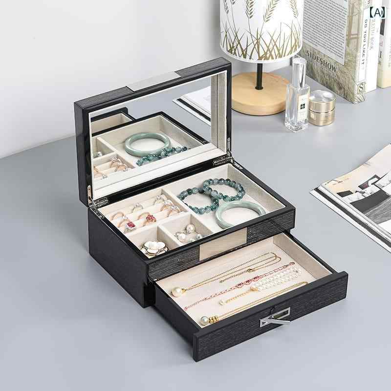 ジュエリー 収納ボックス 多層 大容量 エレガント 黒 白