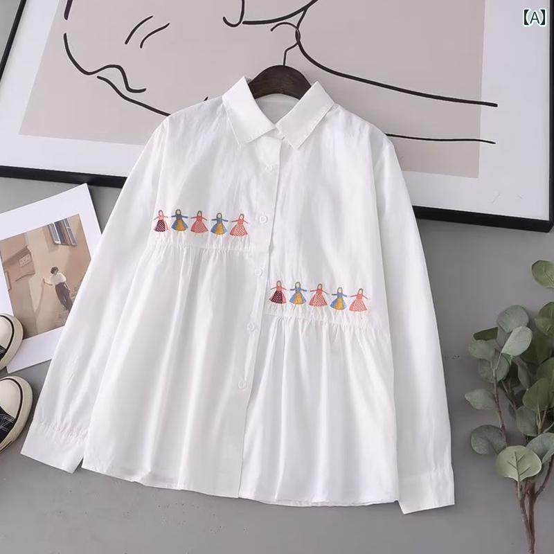 マタニティシャツ シンプル おしゃれ 春秋 長袖 かわいい コットン 白