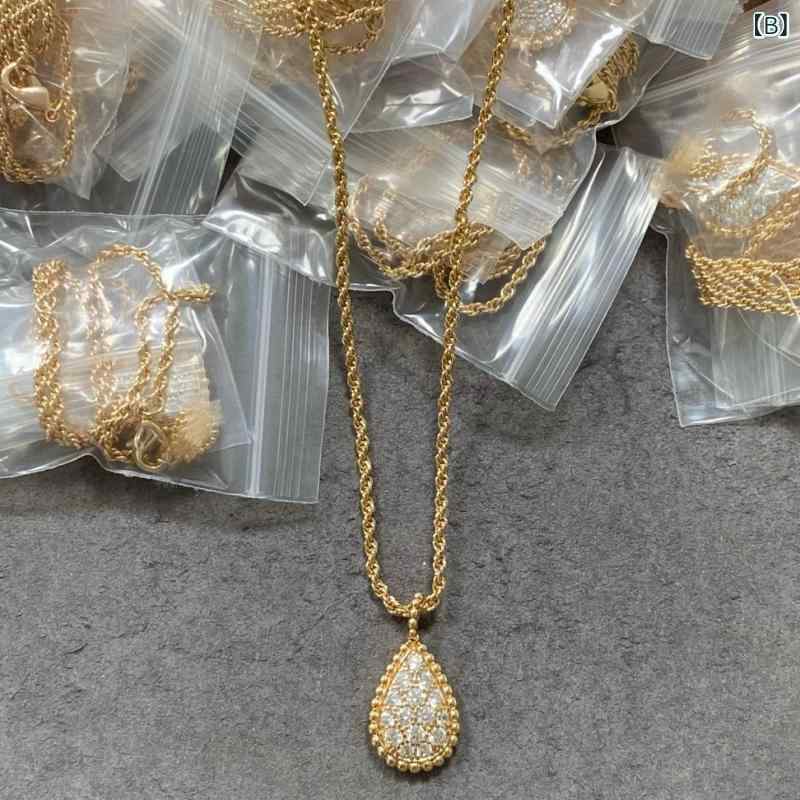 ネックレス レディース ジュエリー 雫型 水滴 高級感 ジルコニア 満載 18K ゴール...