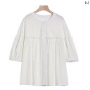 マタニティシャツ レディース トップス ベビー ドール 春秋 七分袖 サイズ:M〜XL ホワイト・ブルー
