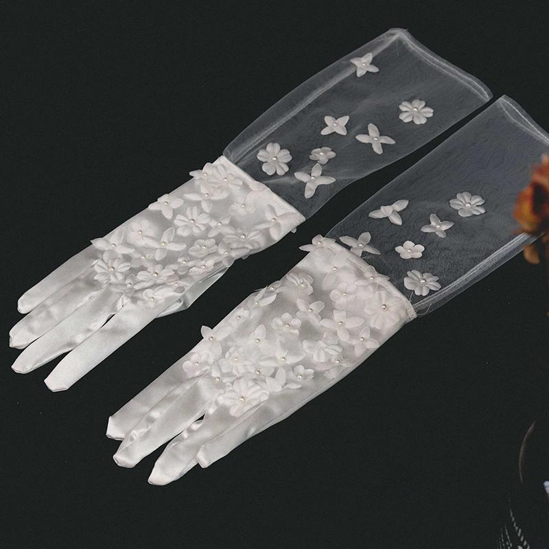 レースの手袋 シンプル 花びら ロング 花嫁 結婚式 ガーゼ アクセサリー ホワイト ガーリー かわいい