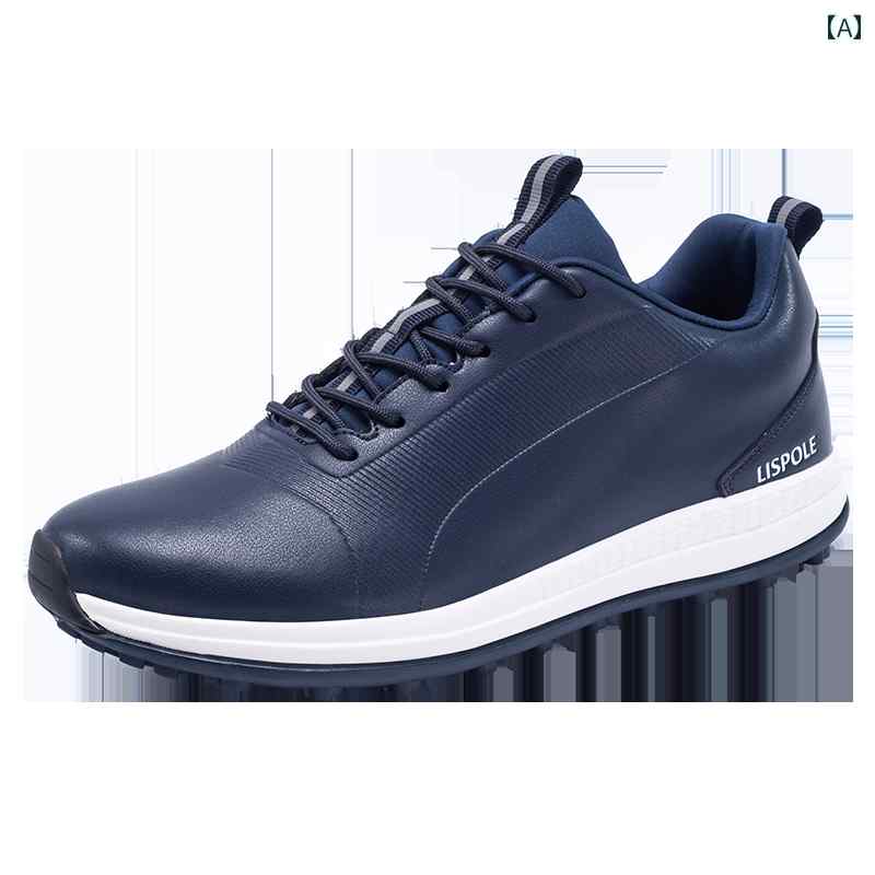 メンズ ゴルフシューズ GOLF 滑り止め カジュアル スポーツ 紐 防水 軽量 固定 釘 綺麗 おしゃれ ホワイト ブラック ブルー