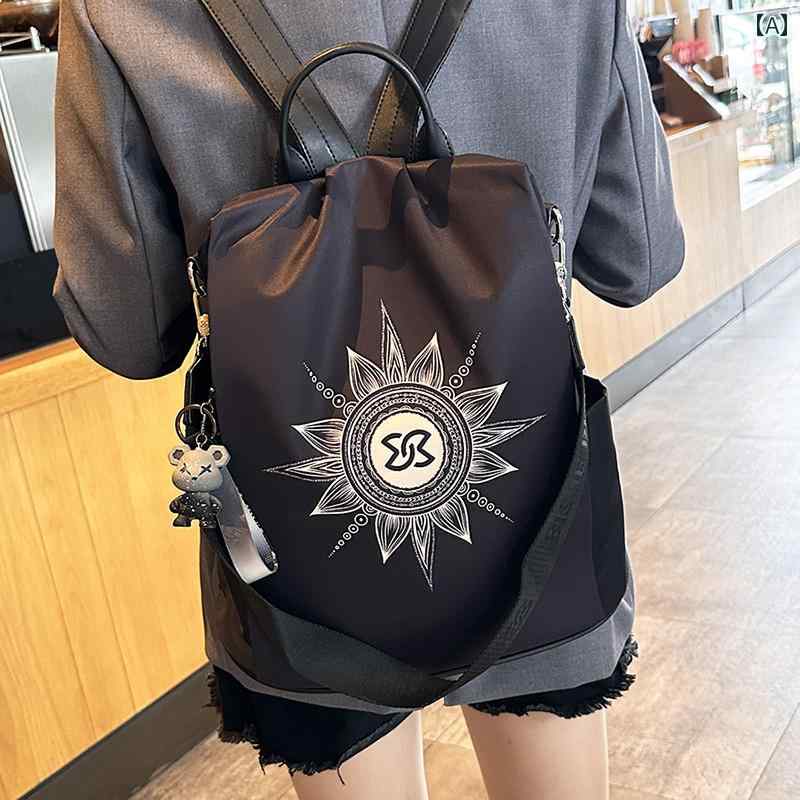 女性 軽い バックパック カジュアル オックスフォード 布 星空 象 ひまわり プリント 容量 シングル ショルダー