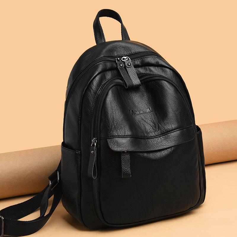 女性 軽い バックパック 革 レディース ソフトレザー シンプル ファッション 大容量 カジュアル スクール 赤 黒