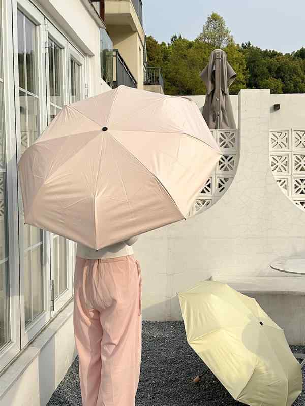 ポータブル 日傘 女性用 晴 雨 兼用 手動 ビニール 折りたたみ式 紫外線対策 日焼け防止 かわいい ピンク ブルー イエロー