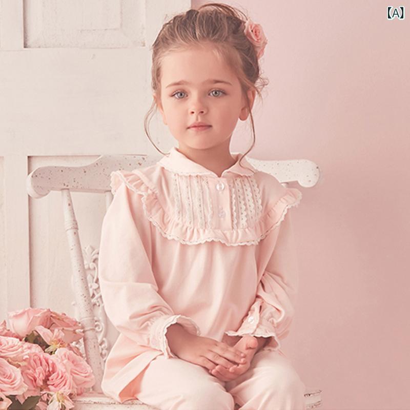 子供用 パジャマ 女の子 プリンセス 春秋 かわいい 宮殿 モーダル ベビー ホームウェア 上下セット ピンク