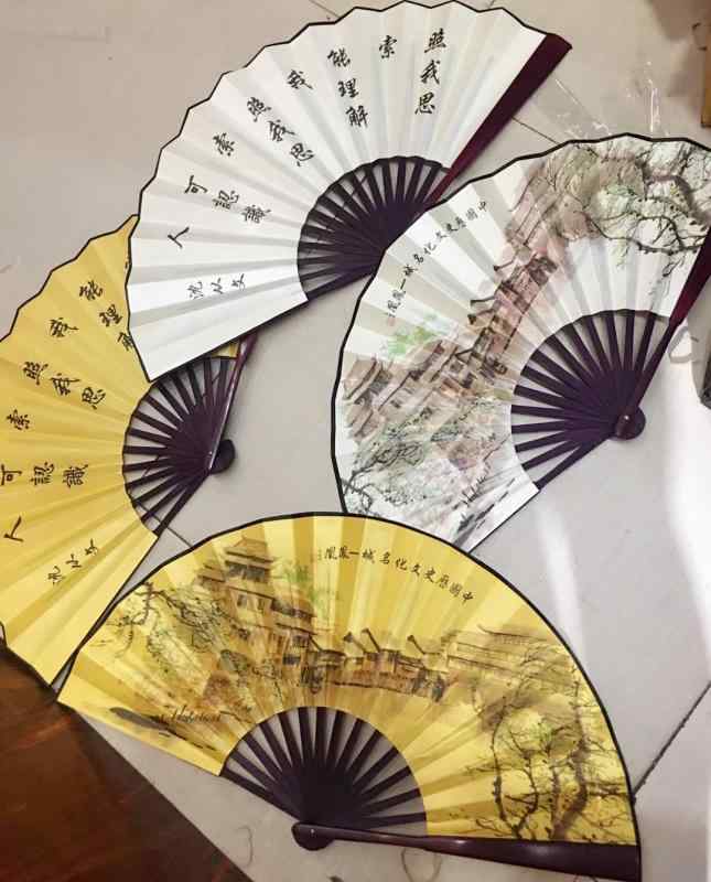 扇子 男性用 10インチ 鳳凰 古都 観光 中国 特徴 手描き風 クラフト ファン メンズ レディース 白 イエ..