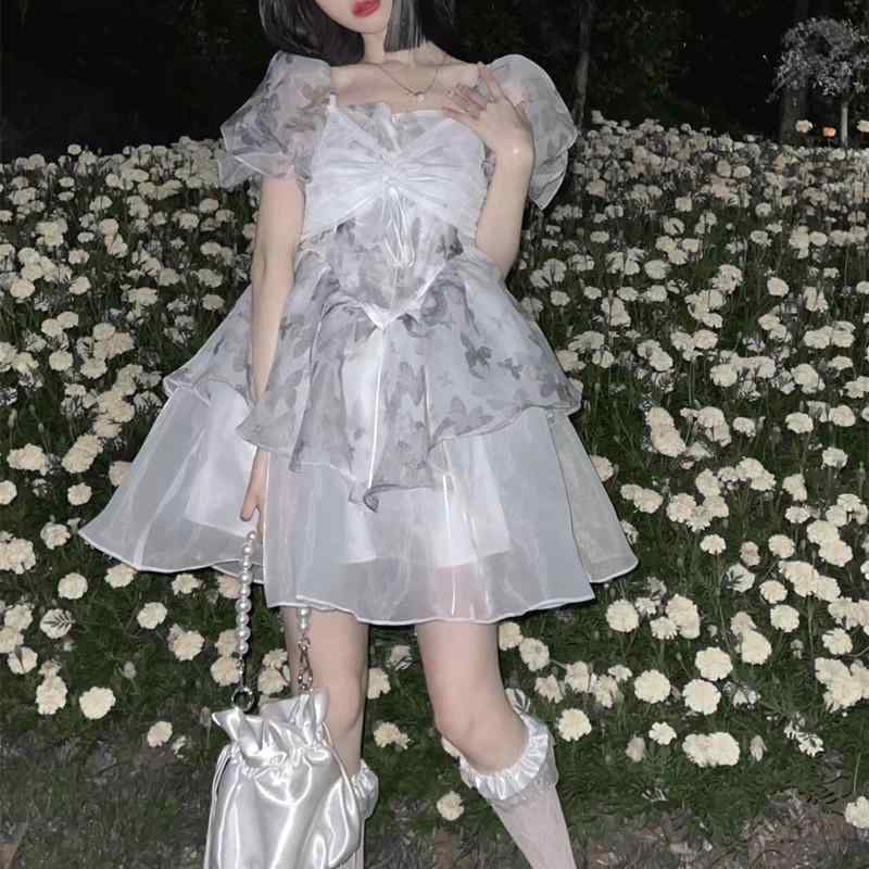 レディース コート 白 フレンチ スイート 花柄 ドレス 夏 プリンセスオー ふくらはぎ スカート かわいい ファッション