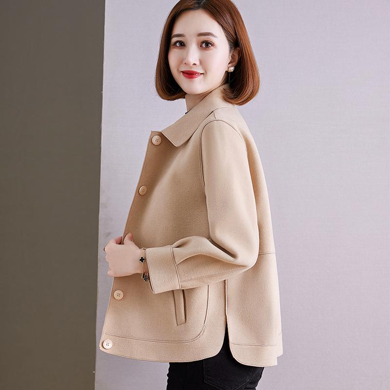 レディース コート 白 両面 ショート ウール 秋冬 おしゃれ シンプル ファッション 茶色 レッド