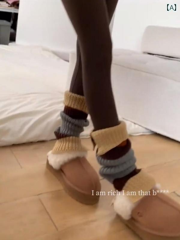 レッグウォーマー 秋冬 茶色 靴下 重ねた 風 暖かい レッグカバー 女性用 美脚ソックス 綺麗 おしゃれ 可愛い