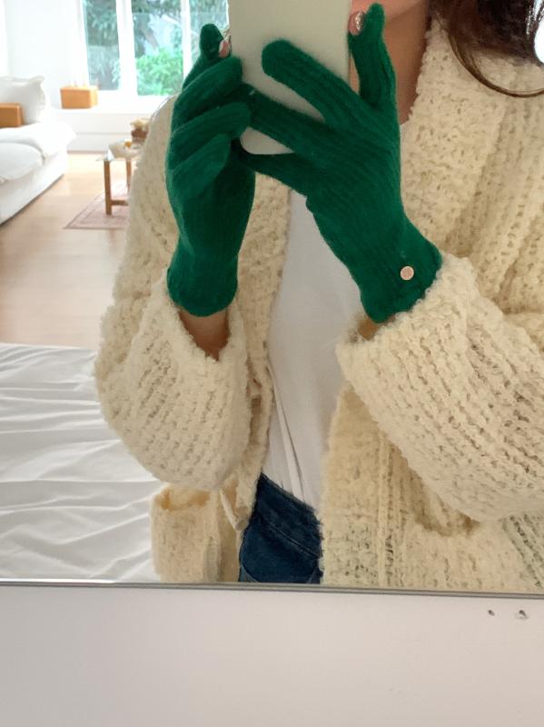 手袋レディース ソフト ソリッドカラー レース ウール 冬用 暖か ニット 5本 指 タッチ スクリーン レ..