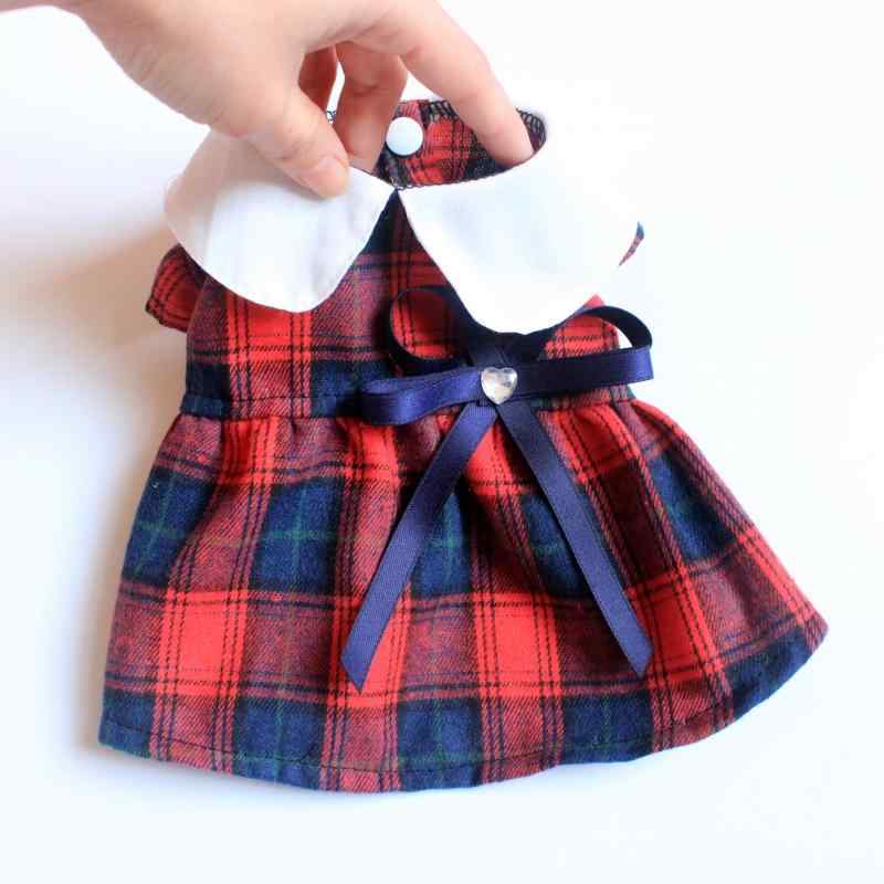 ペット チェック柄 春夏 薄い ドレス テディ ビション ミルク 犬 猫 サマー 襟 スカート レッド グリーン