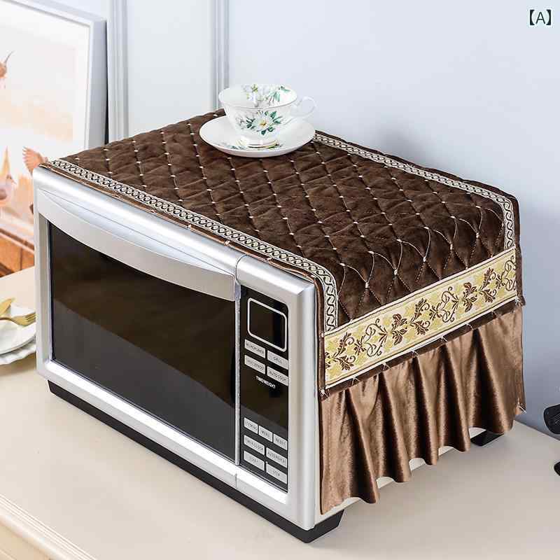 電子レンジ カバー 家庭用 オーブン 洗濯機 冷蔵庫 布 防塵 家電 カーテン シンプル モダン 刺繍 ブラ..