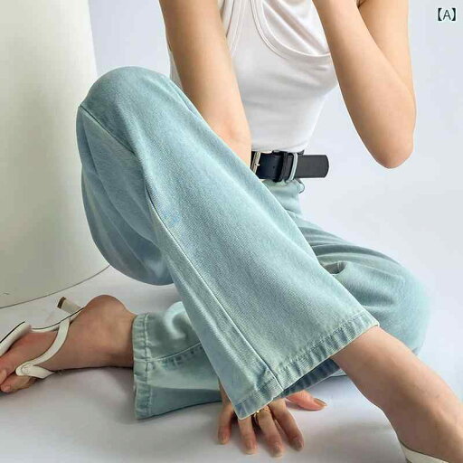 ウォッシュ ジーンズ ディンプル 夏 ストレート 薄い ドレープ ハイウエスト スリム ライト カラーデニム ワイド レッグ パンツ ウォッシュ ジーンズ ディンプル 夏 ストレート 薄い ドレープ ハイウエスト スリム ライト カラーデニム ワイド レッグ パンツ