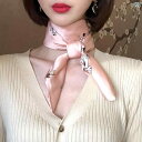女性 スカーフ おしゃれ 柄付き シンプル ファッション フォーマル カジュアル シルク風 メンズレディース 薄手 オールシーズン ピンク ネイビー ホワイト