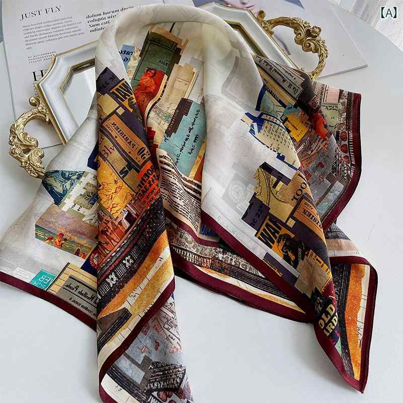 女性 スカーフ おしゃれ 柄付き シンプル ファッション フォーマル カジュアル シルク風 メンズレディ..