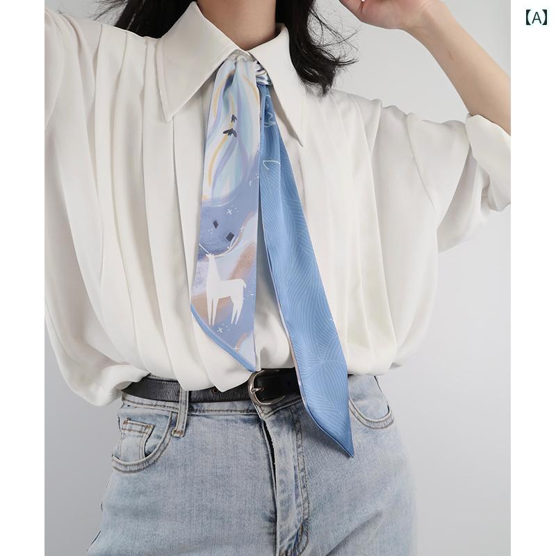 女性 スカーフ おしゃれ 柄付き シンプル ファッション カジュアル シルク風 メンズレディース 薄手 オ..