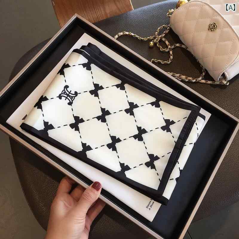 女性 スカーフ おしゃれ 柄付き シンプル ファッション カジュアル シルク風 メンズレディース 薄手 オ..