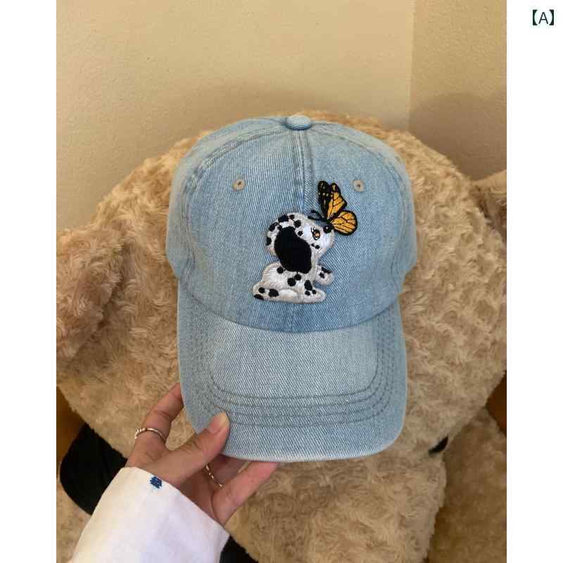 犬 帽子 韓国 かわいい 蝶 ソフト トップ 野球 帽 女の子 ひさし おしゃれ カジュアル ブルー 白 ピンク