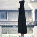 ウインドブレーカー 赤 コットン リネン 女性用 マント エクストラ ロング ガウン フード付き ドレス バックル 魔女 ローブ コート 帽子 ゆったり