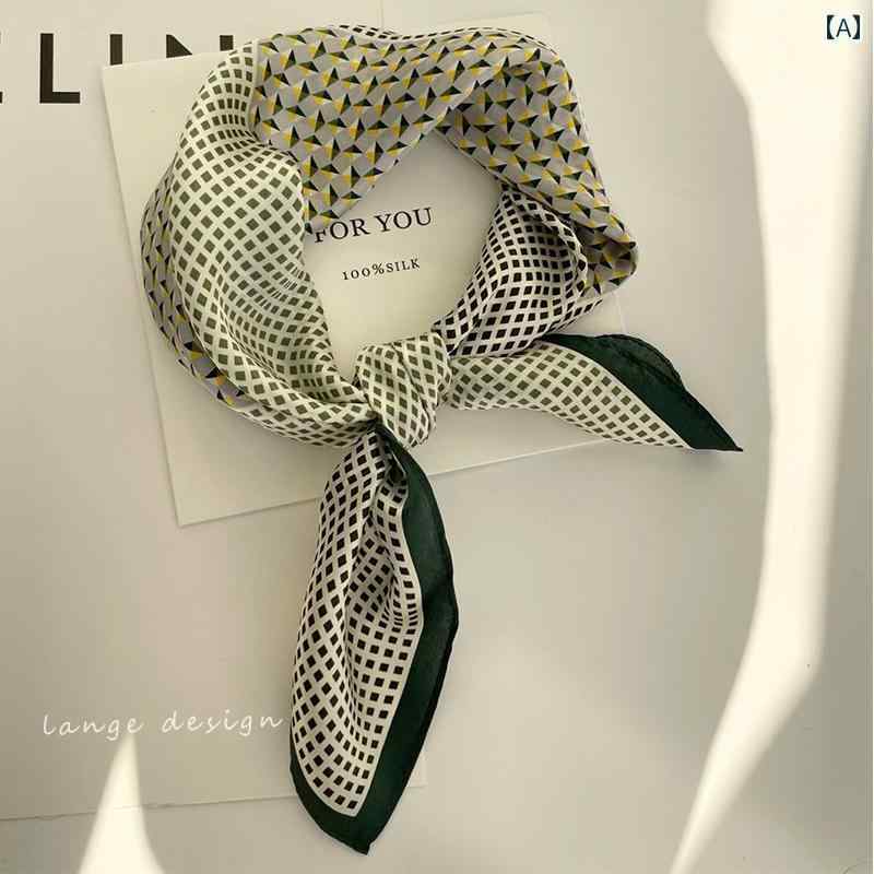 女性 スカーフ おしゃれ 柄付き シンプル ファッション カジュアル シルク風 メンズレディース 薄手 オ..