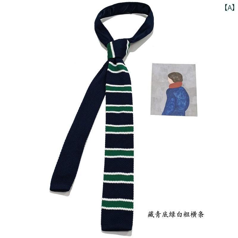 ネクタイ MIMI レトロ ウール レディース ニット ボクサー ボーダー グリーン ネイビー イエロー ブラ..