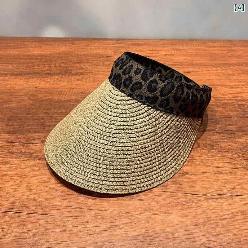 帽子 キャップ レディース 夏 つば広 麦わら ビーチ ヒョウ 柄 シンプル おしゃれ カジュアル ファッシ..