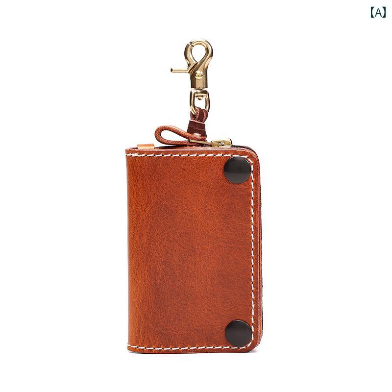 キーケース ファッション 男性 カジュアル おしゃれ 綺麗 可愛い カード レトロ ホルダー 牛革 メンズ バックル 車