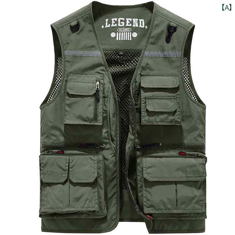 登山 ベスト メンズ 夏 マルチ ポケット 作業 写真 撮影 速乾 薄い おしゃれ シンプル ファッション カ..