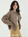 ジャケット レディース ヒョウ柄 レオパード 秋冬 トップ おしゃれ 綺麗 可愛い コート スモール ショート アルパカ ウール 茶色 青