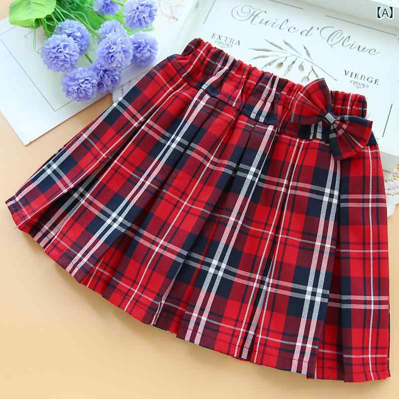女の子 かわいい おしゃれ ショート スカート チェック柄 ハーフ 子供 制服 学校 大きめ プリーツ ウエ..