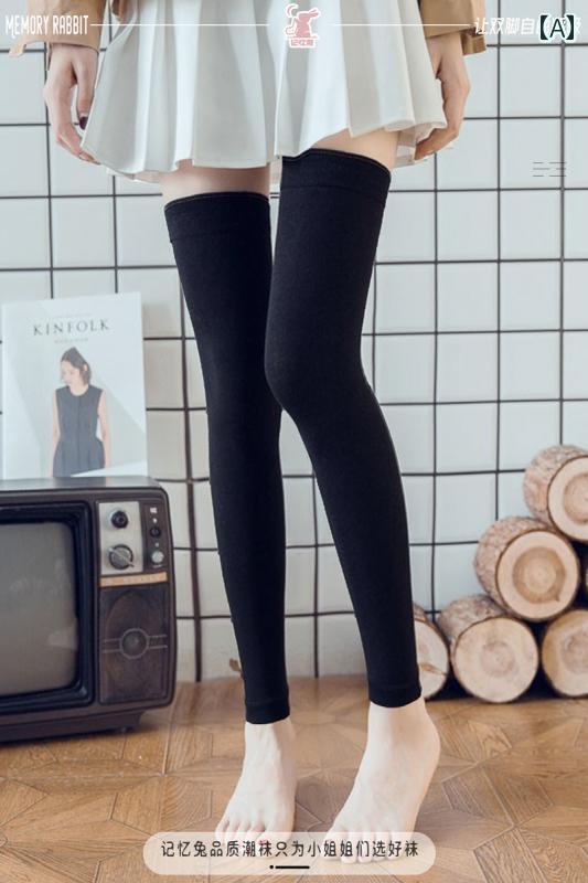 かわいい おしゃれ 靴下 女性用 ストレート ニーソックス 春秋 韓国 冬用 厚手 テリー 暖かい ブラック グレー ホワイト