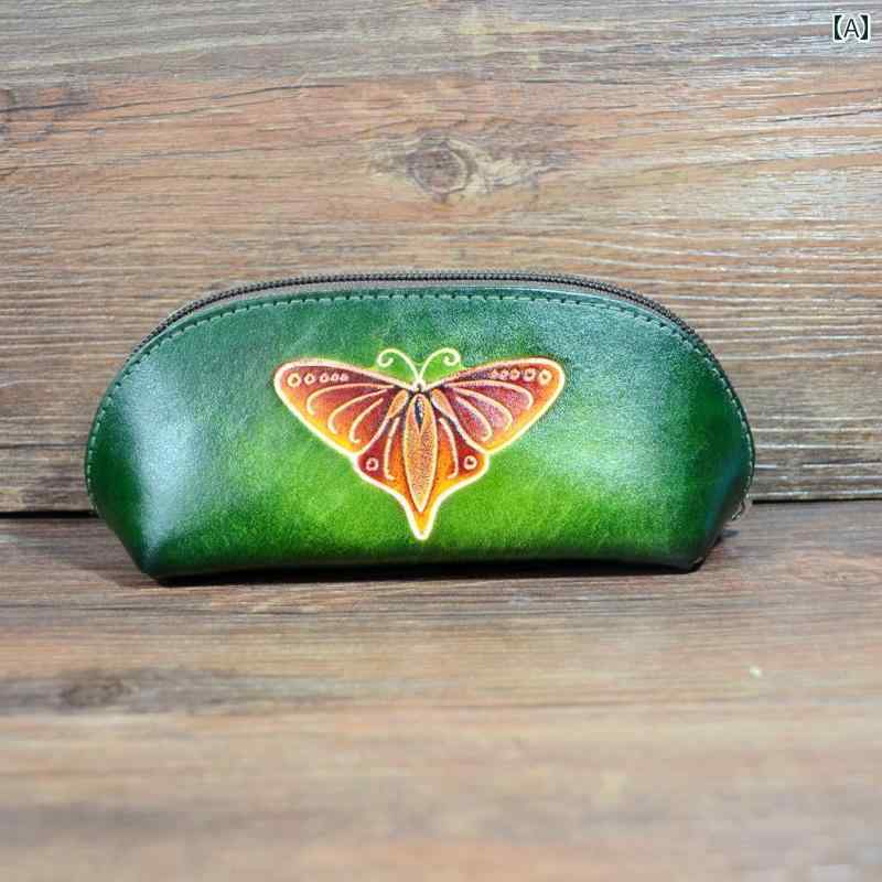 かわいい おしゃれ 財布 小銭入れ コインバッグ レディース コンパクト ジッパー付き メガネ レトロ 牛革 エスニック風 カジュアル キーホルダー 緑 ワインレッド 青