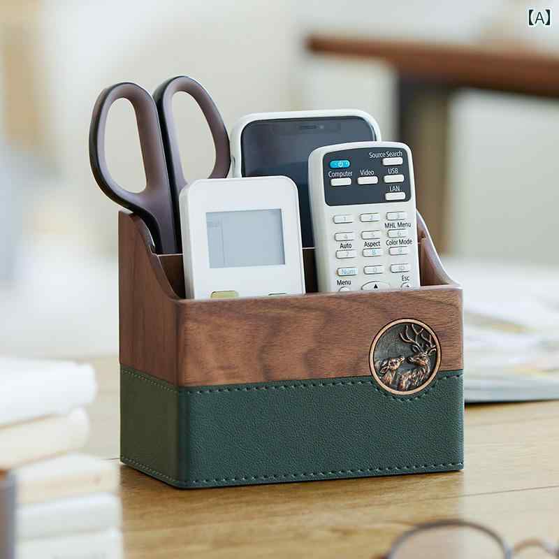 リモコン 収納 ボックス 多機能 雑貨整理 ペンホルダー デスクトップ テーブル ホーム リビング ブラッ..