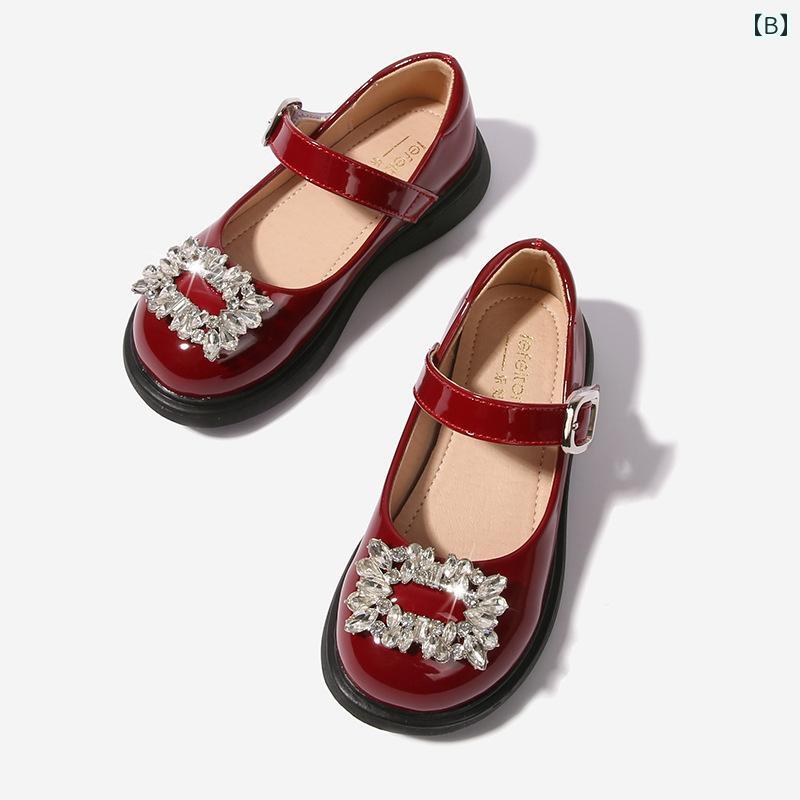 キッズ ローファー 子供 靴 女の子 フォーマル シューズ 黒革 プリンセス パフォーマンス 小さい 新 シングル おしゃれ 可愛い 綺麗 黒 ワインレッド